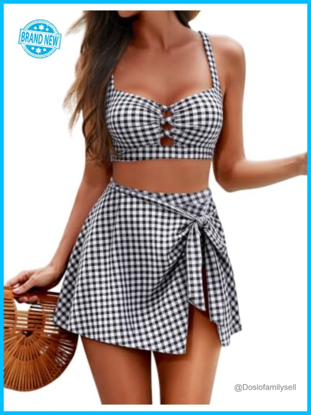 High Waisted Bikini Set Two Piece Swim Skirt Tummy Control